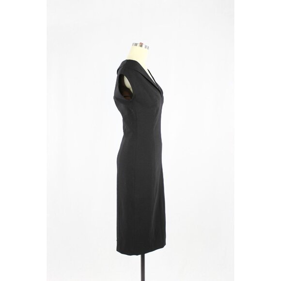 MICHAEL KORS COLLECTION Black Stretch Boucle Crepe Portrait Sheath Dress, Size 4 - Picture 5 of 14